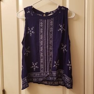 Navy blue patterned blouse